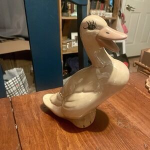 Vintage Ceramic Duck Figurines Glossy White Ducks Mid Century Japan